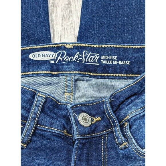 Old Navy Womens Blue The Rockstar Mid Rise Slim Fit Cropped Jeans Size 0 Regular - Picture 4 of 11